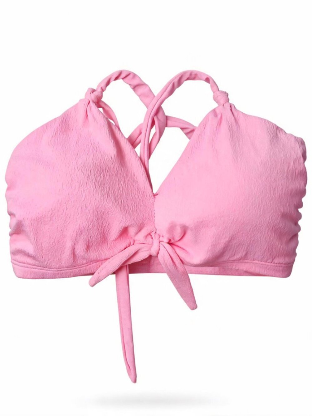 A new day Pink Tie-Front Crisscross Bralette Bikini Top